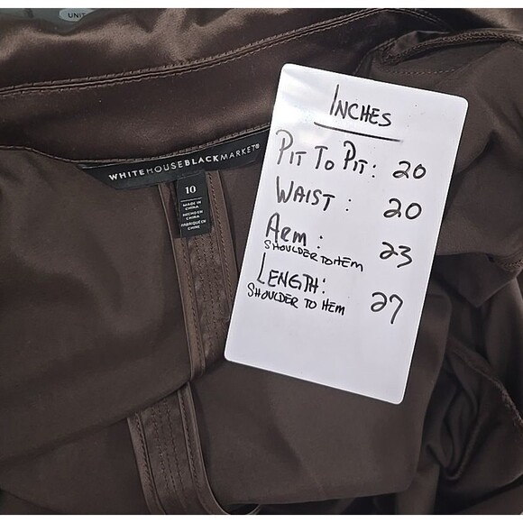 Chocolate Brown Suit Womens 10 Jacket Pants Satin Belted Stretch Ponte Collared - Picture 9 of 12